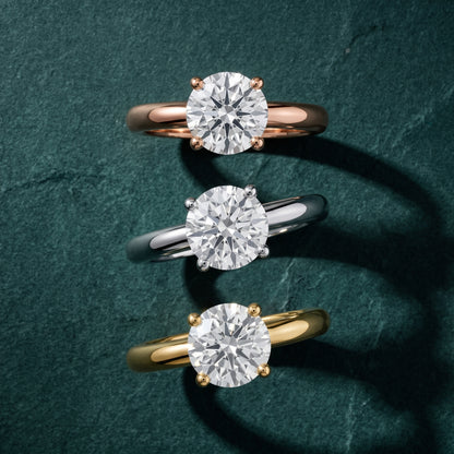 Clementine Solitaire Round Diamond Engagement Ring in Rose Gold - 3rings.jpg