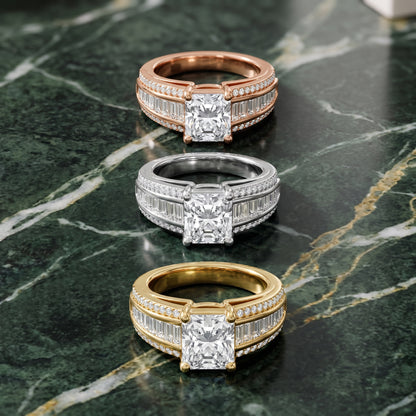 Halle Channel Set Baguette Accent Radiant Diamond Engagement Ring in Platinum - 3rings.jpg