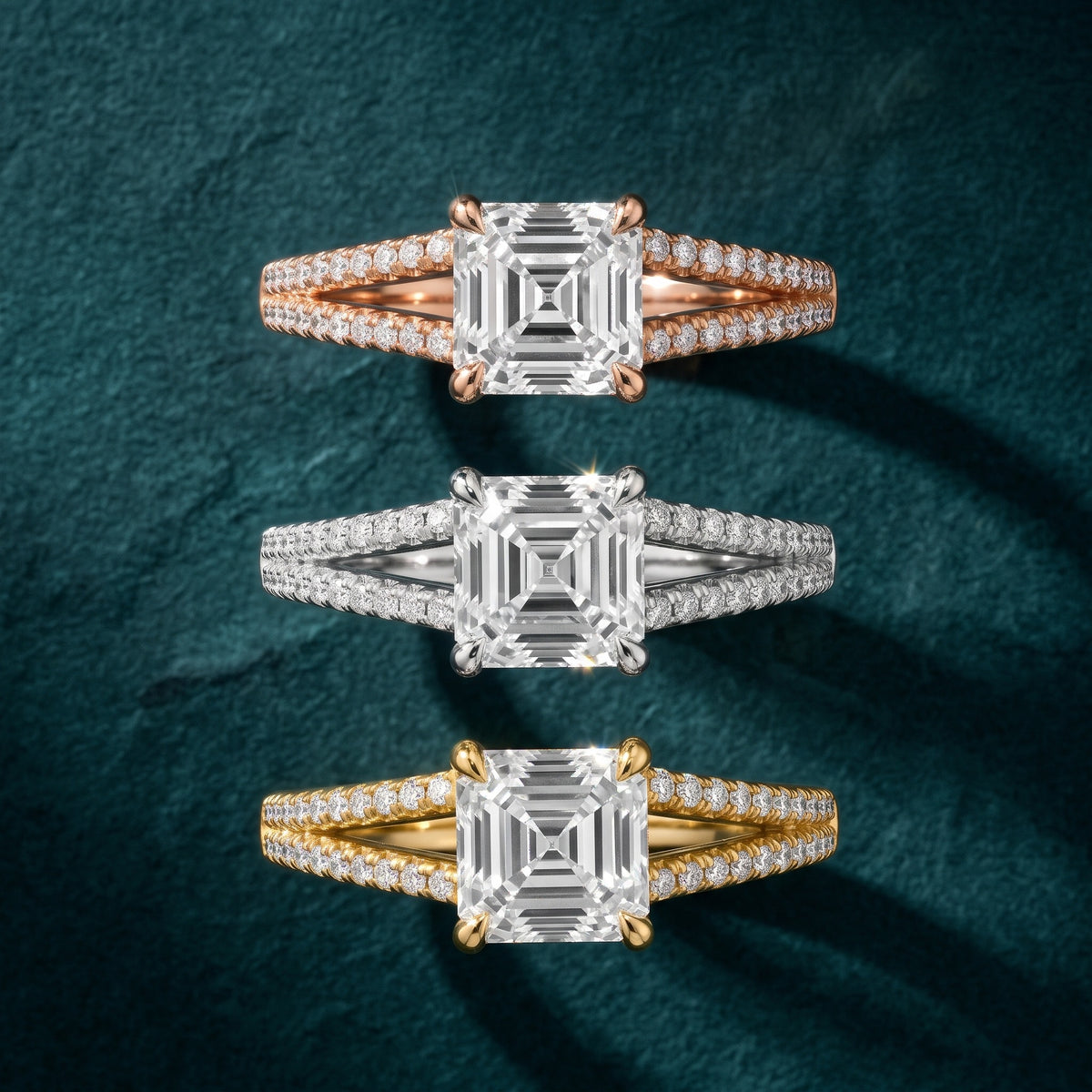 Eternal Embrace Solitaire Asscher Diamond Engagement Ring in Yellow Gold - 3rings.jpg