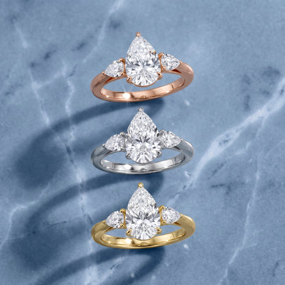 Phoebe Three-Stone Pear Diamond Ring in Rose Gold - 3rings.jpg