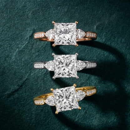 Mariana Pear-Side Three-Stone Princess Diamond Engagement Ring in Platinum - 3rings.jpg