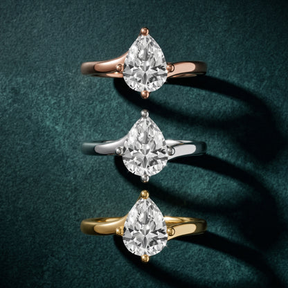 Clio Bypass Solitaire Pear Diamond Engagement Ring in Yellow Gold - 3rings.jpg