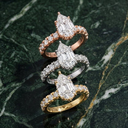 Delaney Hidden Halo French Pavé Step Cut Pear Diamond Engagement Ring in Rose Gold - 3rings.jpg