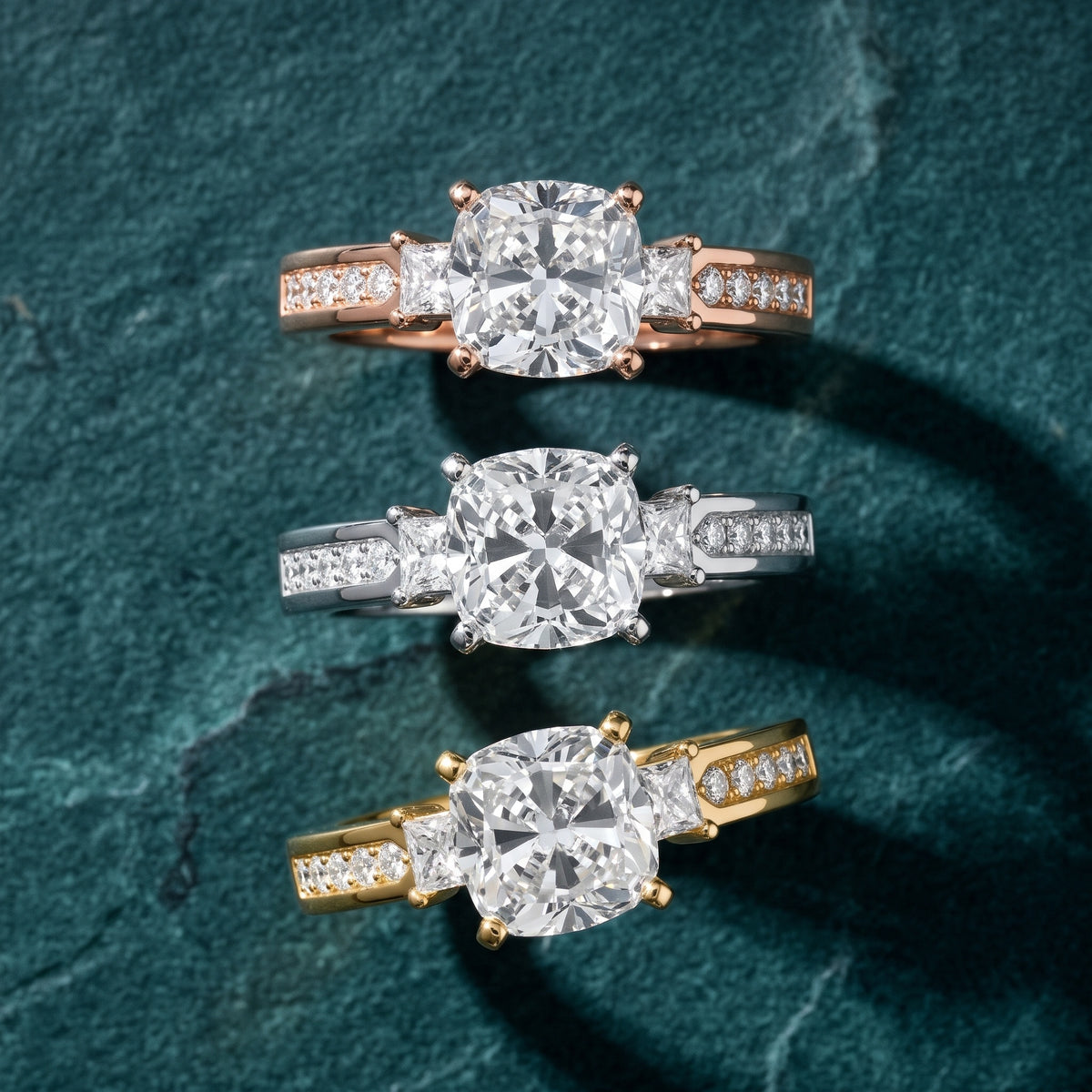 Ilona Three-Stone Channel Set Cushion Diamond Engagement Ring in Silver - 3rings.jpg