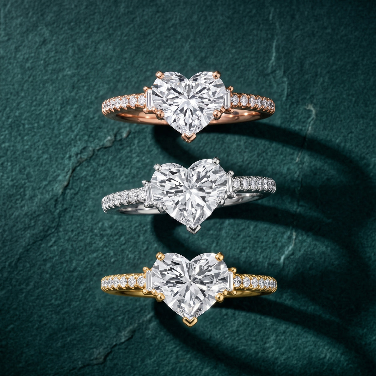 Rhona Baguette Pavé Heart Diamond Engagement Ring in Yellow Gold - 3rings.jpg