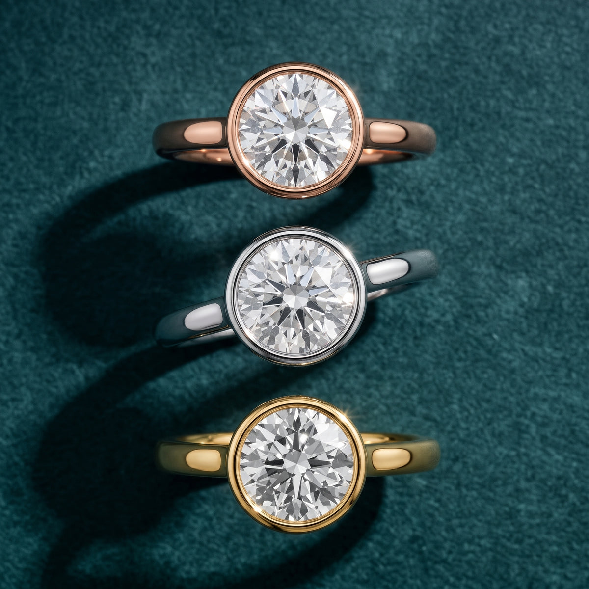 Isla Bezel Solitaire Round Diamond Engagement Ring in Rose Gold - 3rings.jpg
