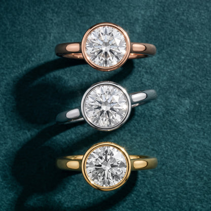Isla Bezel Solitaire Round Diamond Engagement Ring in Rose Gold - 3rings.jpg