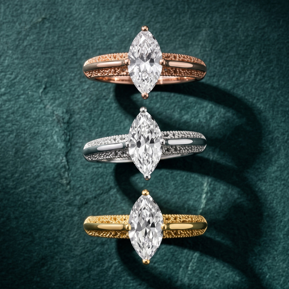Gillian Vintage Split Shank Marquise Diamond Engagement Ring in Yellow Gold - 3rings.jpg