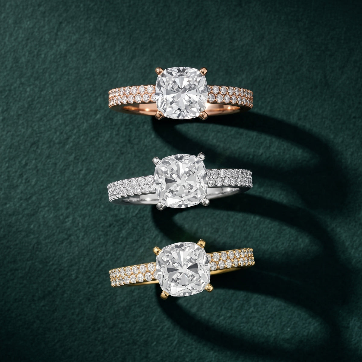Sirena Micropavé Cushion Diamond Engagement Ring in White Gold - 3rings.jpg