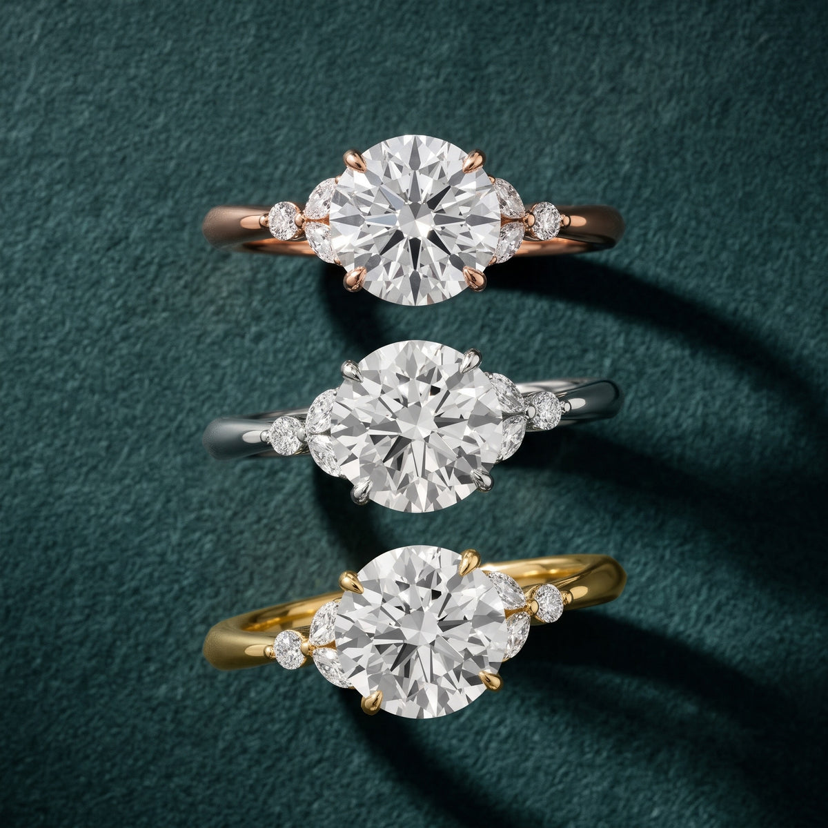 Eve Leaf Cluster Round Diamond Engagement Ring in White Gold - 3rings.jpg