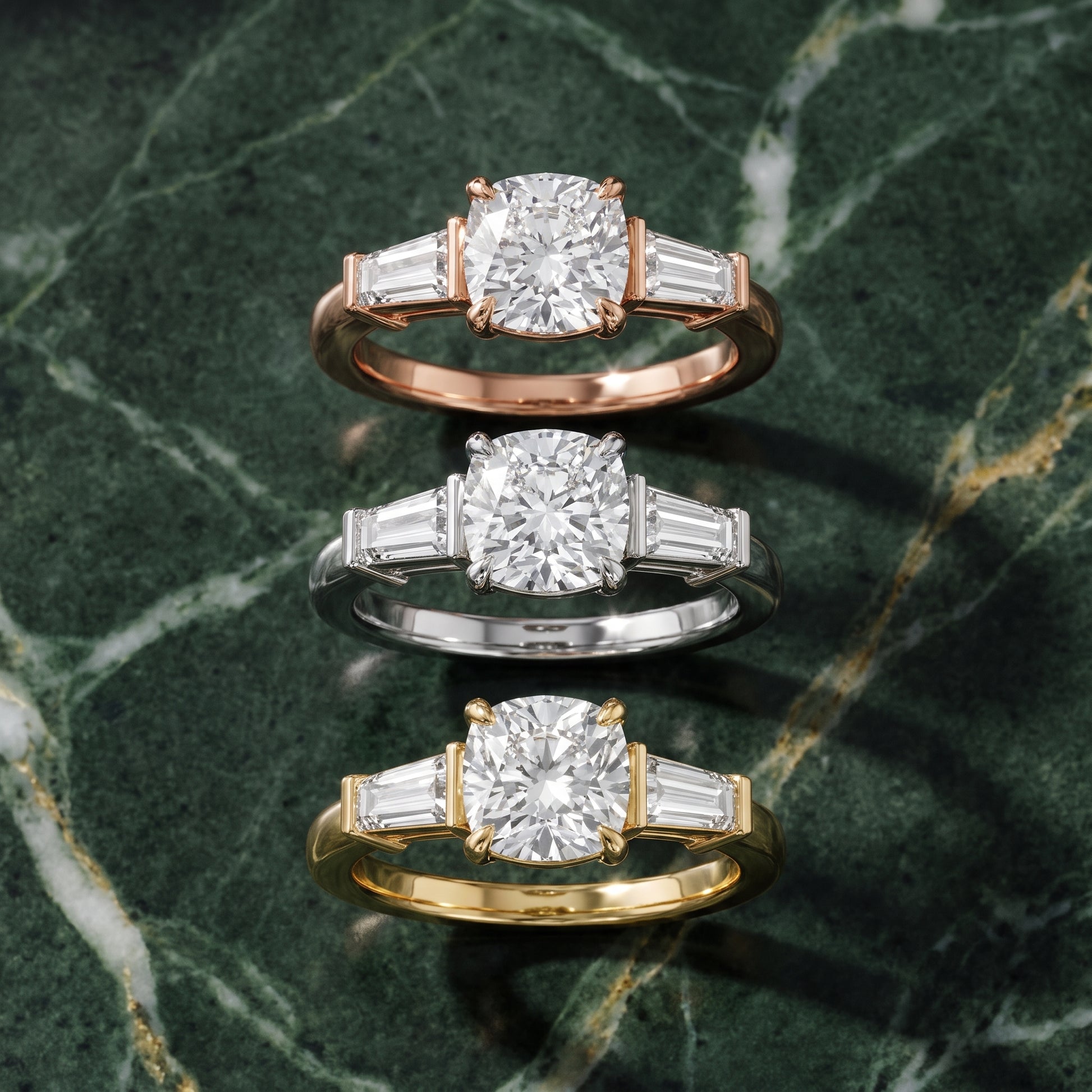 Zelda Tapered Baguette Cushion Diamond Engagement Ring in Platinum - 3rings.jpg