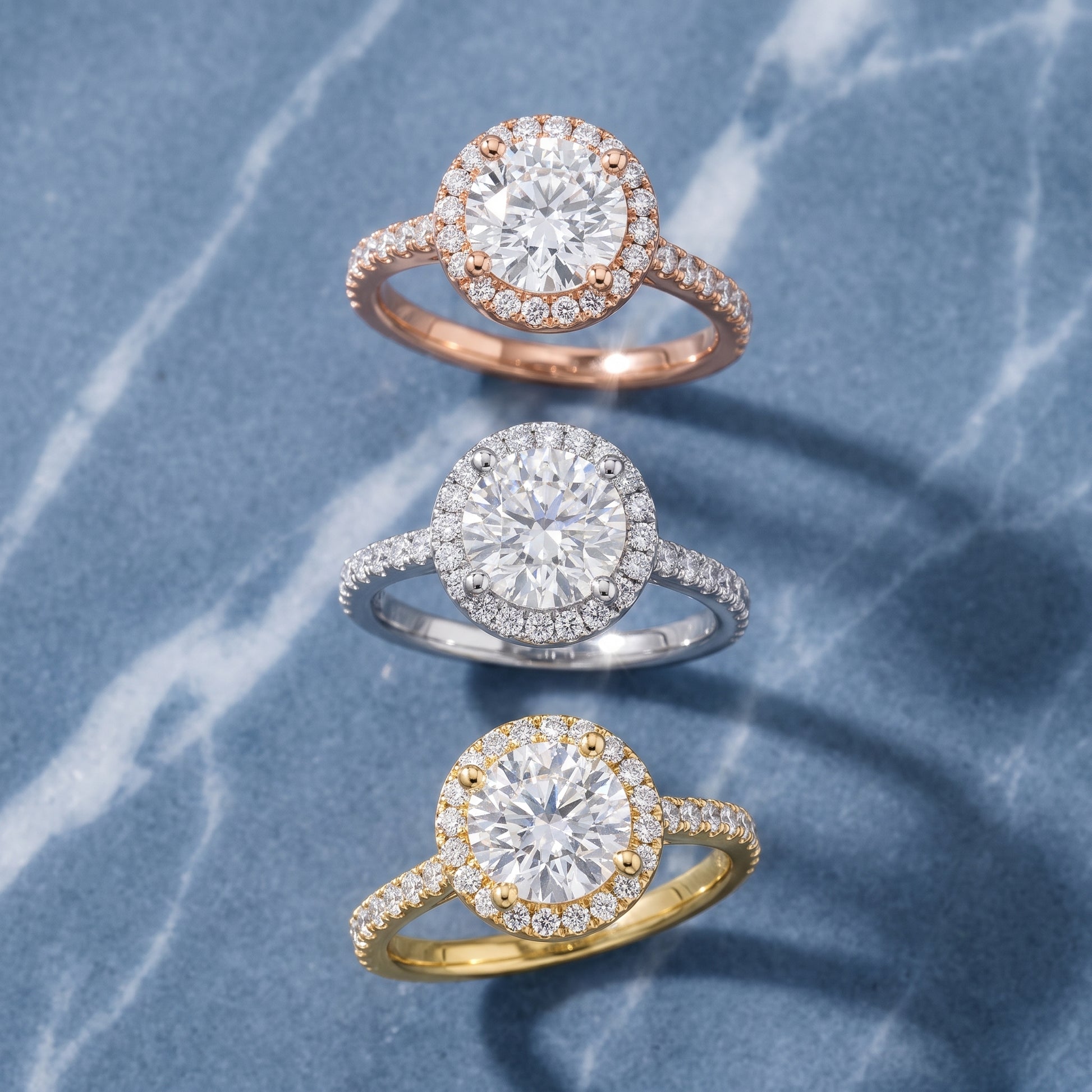 Sophie Halo Pavé Round Diamond Ring in Rose Gold - 3rings.jpg