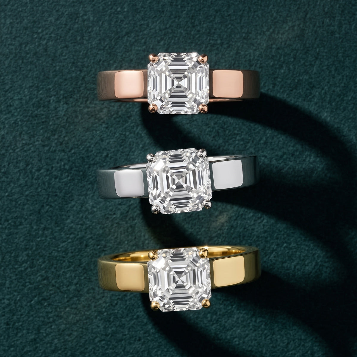 Bristol Trellis Solitaire Asscher Diamond Engagement Ring in Silver - 3rings.jpg