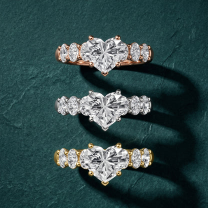 Kiera Graduated Seven-Stone Heart Diamond Engagement Ring in Rose Gold - 3rings.jpg