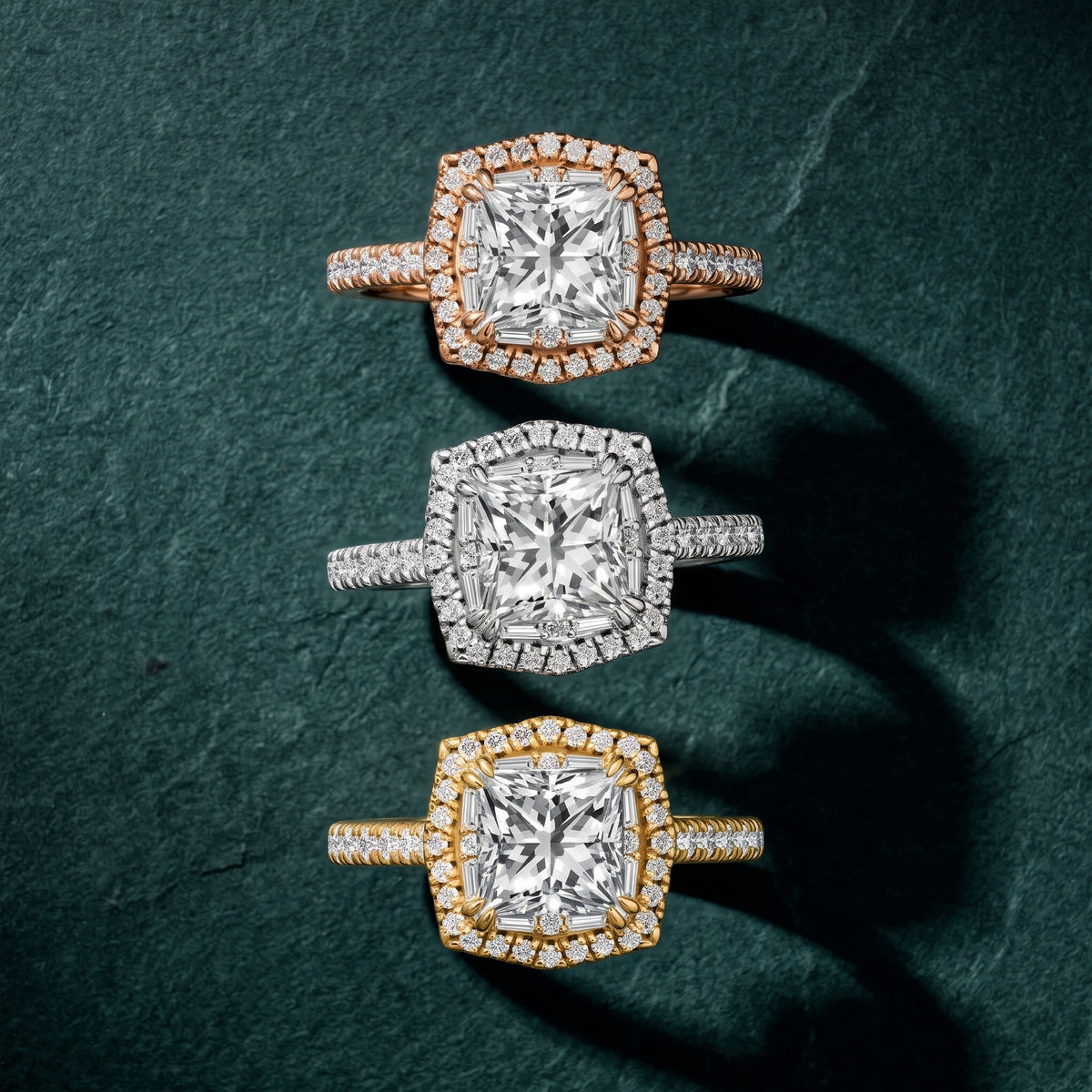 Janelle Double Halo Pavé Princess Diamond Engagement Ring in Yellow Gold - 3rings.jpg