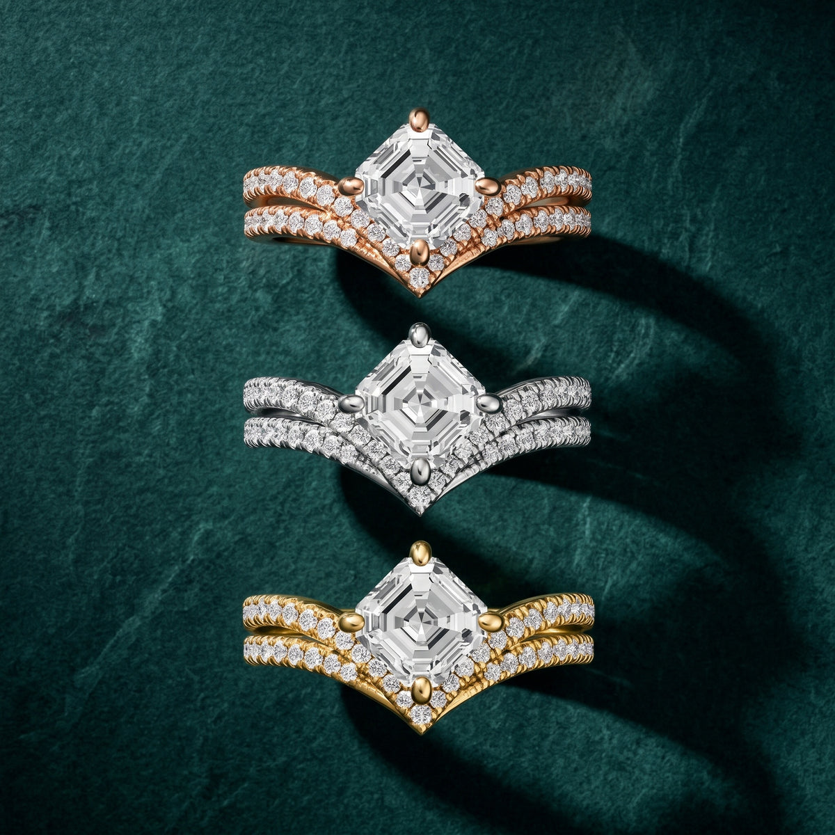 Boise Chevron Pavé Asscher Diamond Engagement Ring in Silver - 3rings.jpg