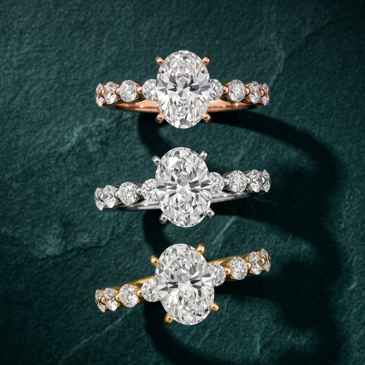 Maura Beaded Statement Oval Diamond Engagement Ring in White Gold - 3rings.jpg