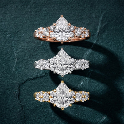 Roxana Graduated Cluster Pear Diamond Engagement Ring in White Gold - 3rings.jpg