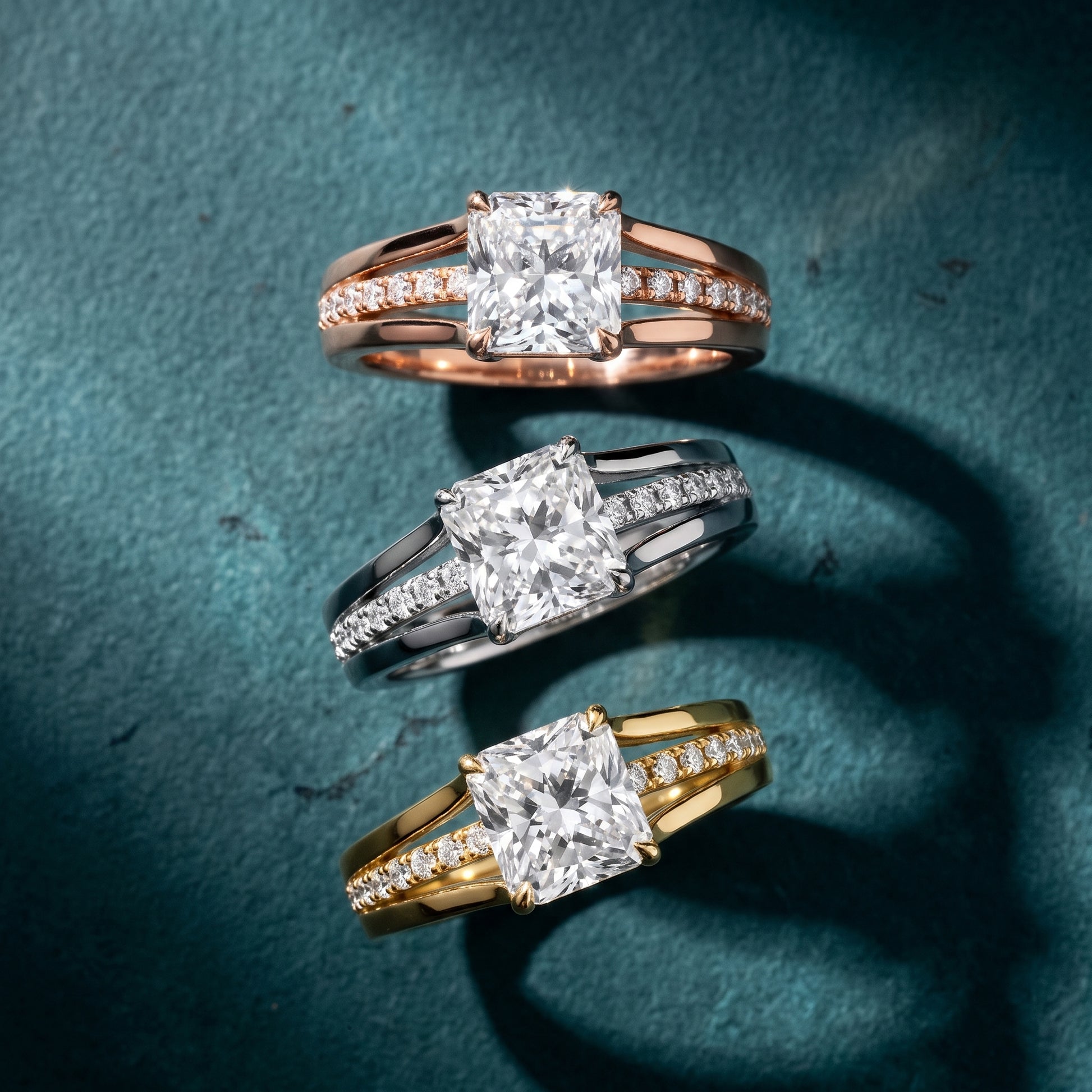 Scarlett Split Shank Pavé Radiant Diamond Ring in Rose Gold - 3rings.jpg