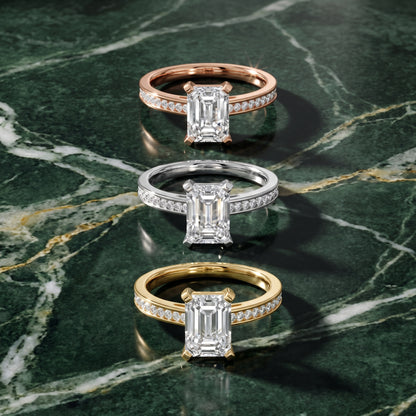 Tessa Solitaire Channel Set Emerald Diamond Engagement Ring in Silver - 3rings.jpg
