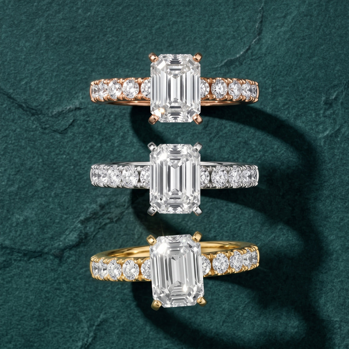 Alix Statement Pavé Emerald Diamond Engagement Ring in Yellow Gold - 3rings.jpg