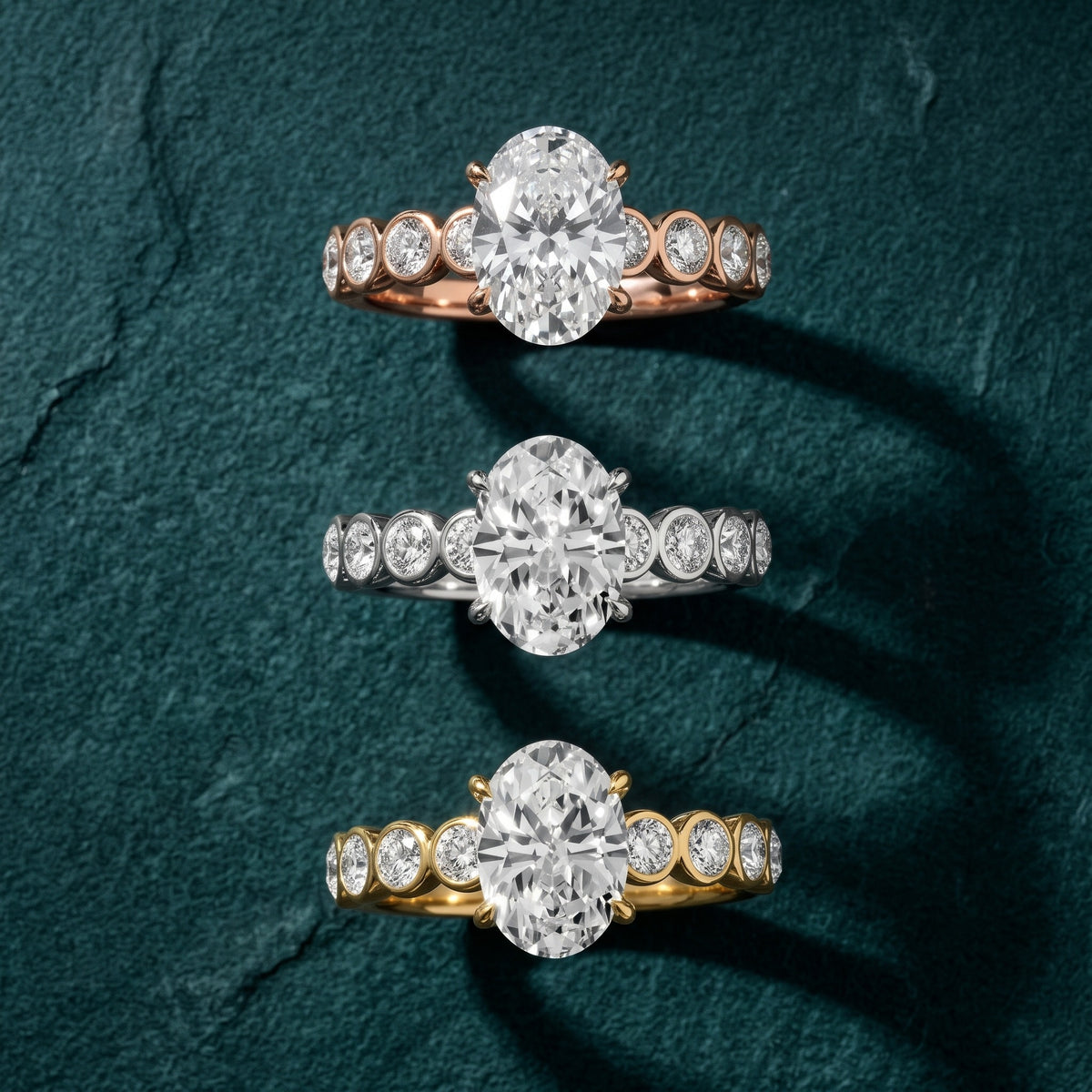 Edie Beaded Bezel Oval Diamond Engagement Ring in Platinum - 3rings.jpg
