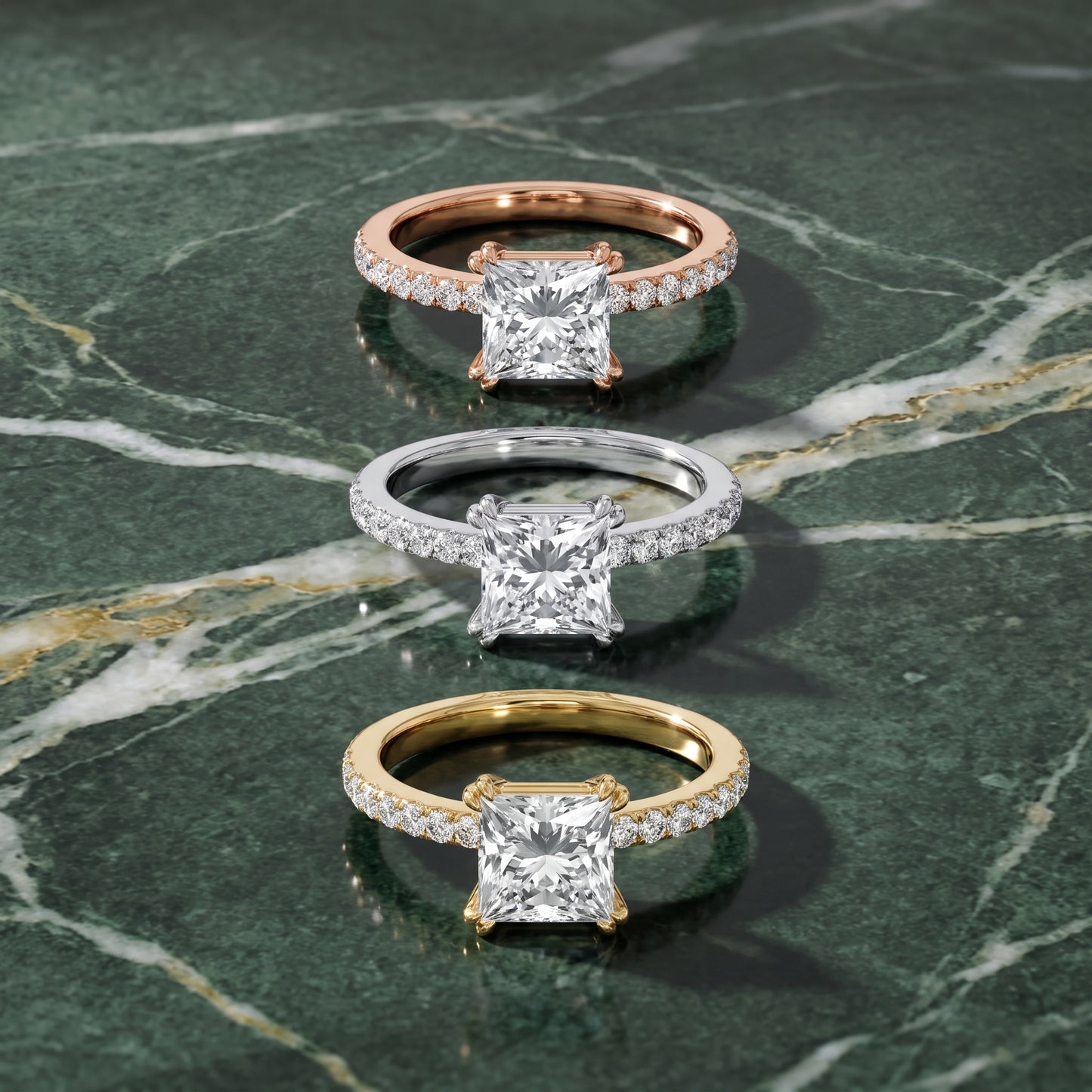 Novara Solitaire Pavé Princess Diamond Ring in White Gold - 3rings.jpg