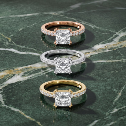 Novara Solitaire Pavé Princess Diamond Ring in White Gold - 3rings.jpg