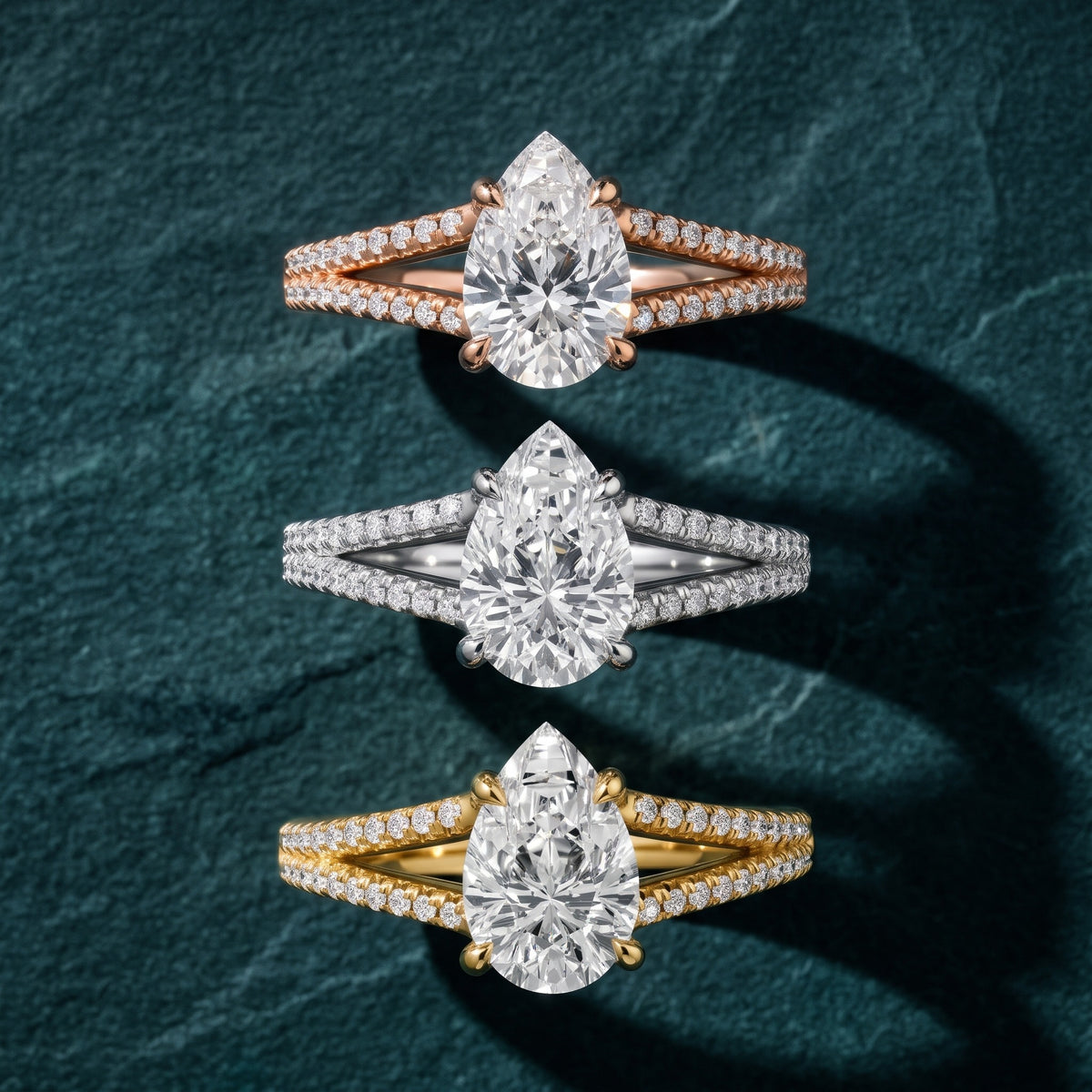 Eternal Embrace Solitaire Pear Diamond Engagement Ring in White Gold - 3rings.jpg