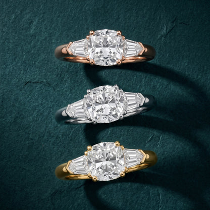 Dorothea Baguette Three-Stone Cushion Diamond Engagement Ring in Silver - 3rings.jpg