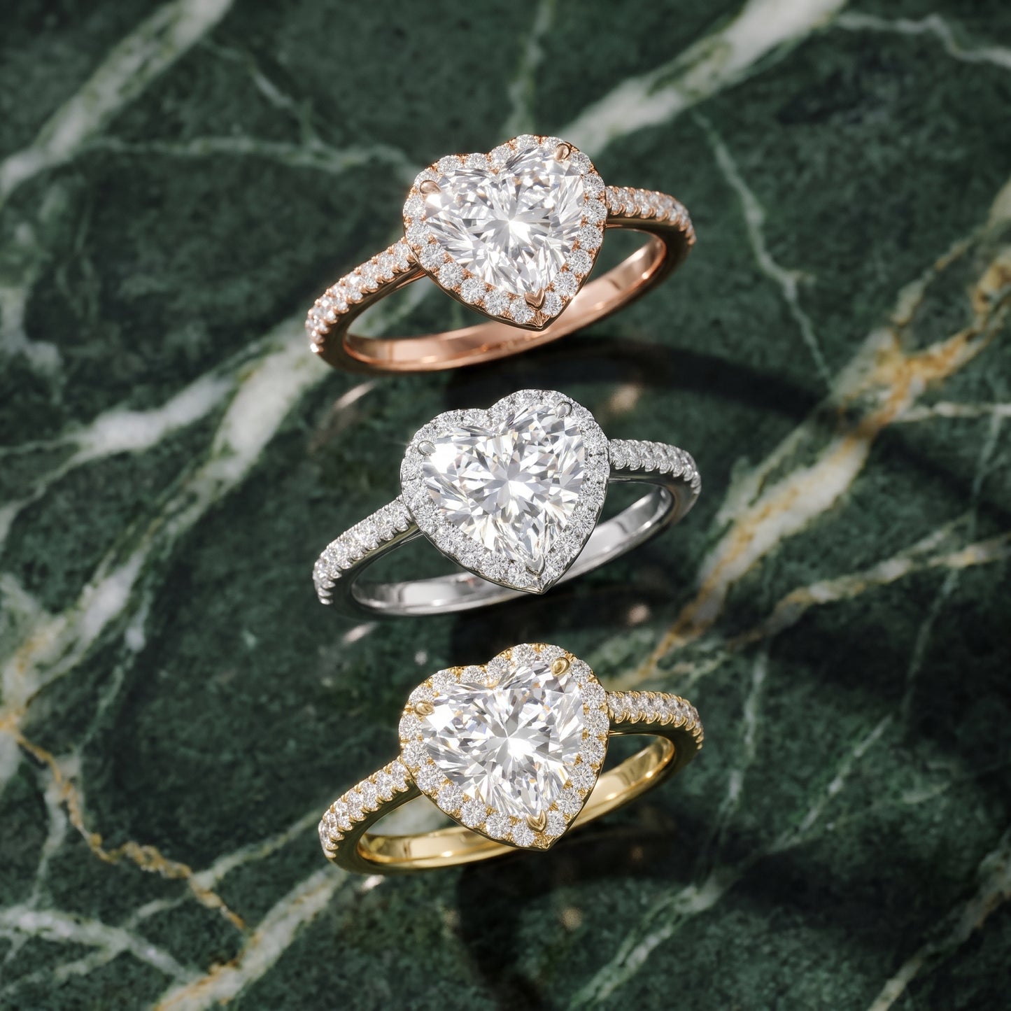 Willa Halo Micropavé Heart Diamond Engagement Ring in Rose Gold - 3rings.jpg