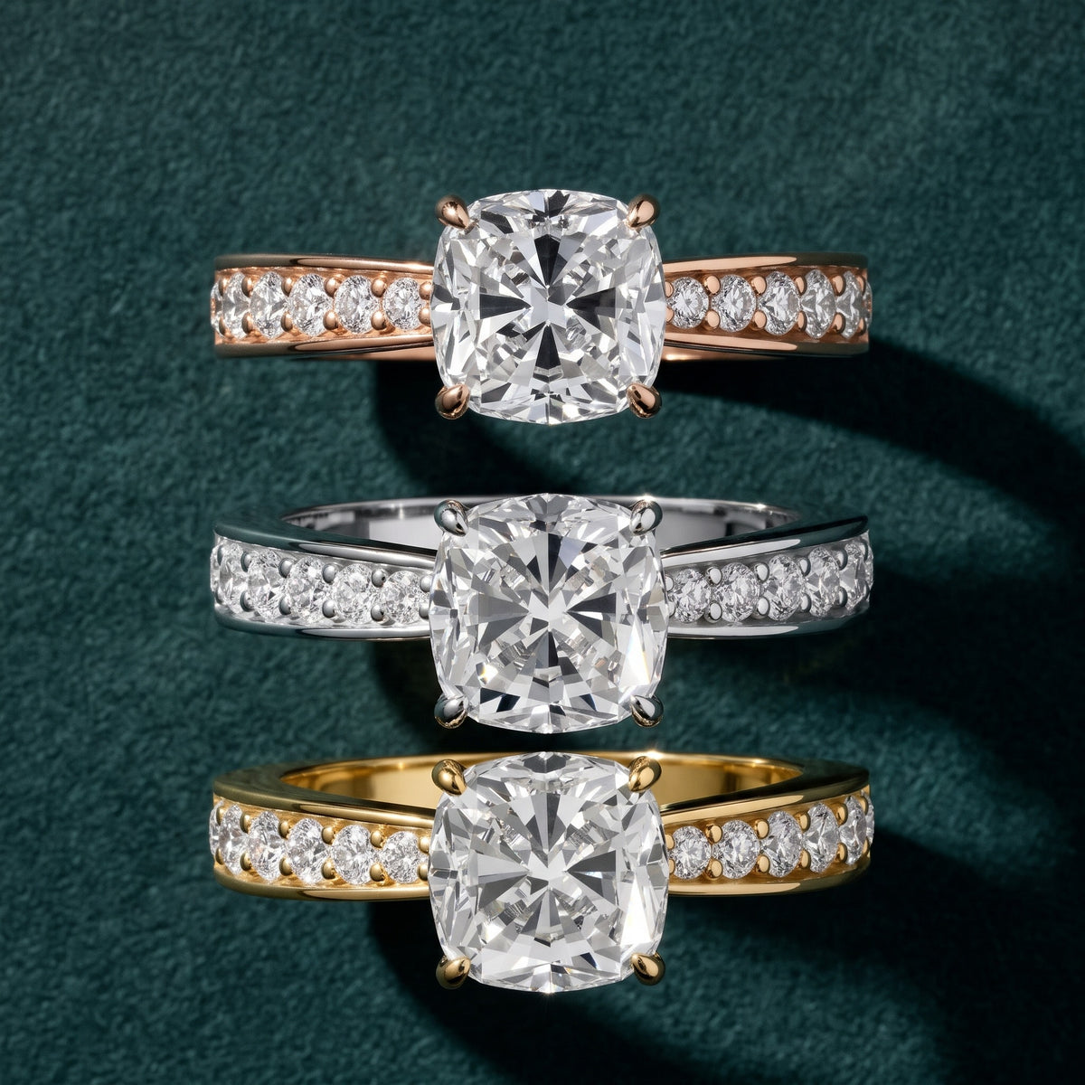 Riley Cathedral Pavé Cushion Diamond Engagement Ring in Platinum - 3rings.jpg