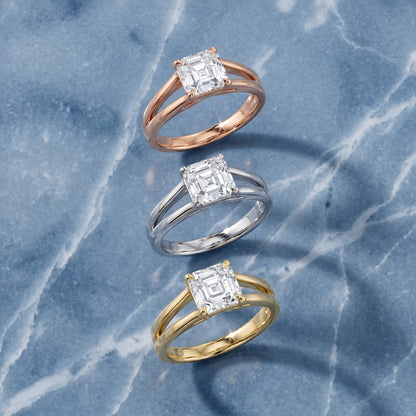 Giselle Solitaire Split Shank Asscher Diamond Engagement Ring in Yellow Gold - 3rings.jpg