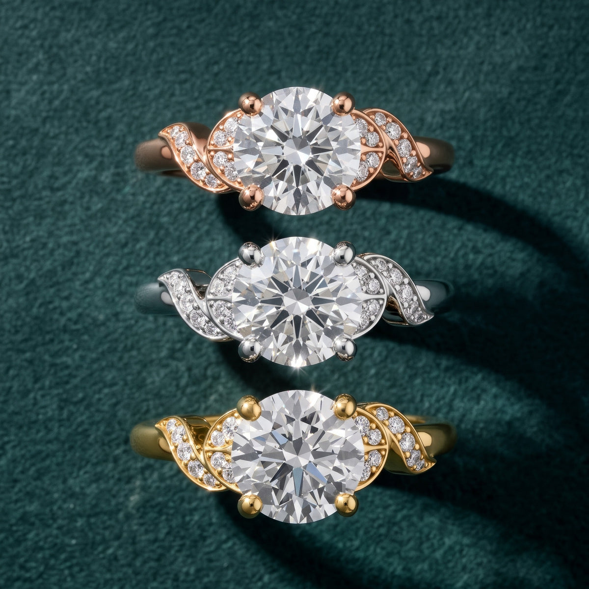 Megan Leaf Pavé Round Diamond Engagement Ring in Rose Gold - 3rings.jpg