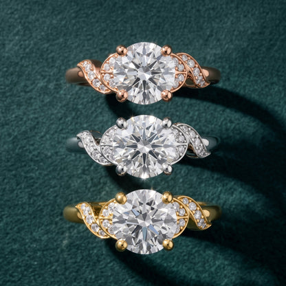 Megan Leaf Pavé Round Diamond Engagement Ring in Rose Gold - 3rings.jpg