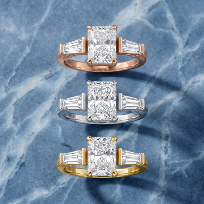 Layla Tapered Baguette Radiant Diamond Engagement Ring in Silver - 3rings.jpg