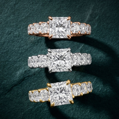 Sonja Graduated Pavé Princess Diamond Engagement Ring in Platinum - 3rings.jpg