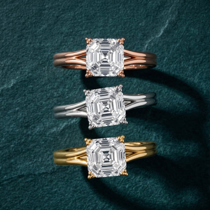 Neve Solitaire Split Shank Asscher Diamond Engagement Ring in Silver - 3rings.jpg