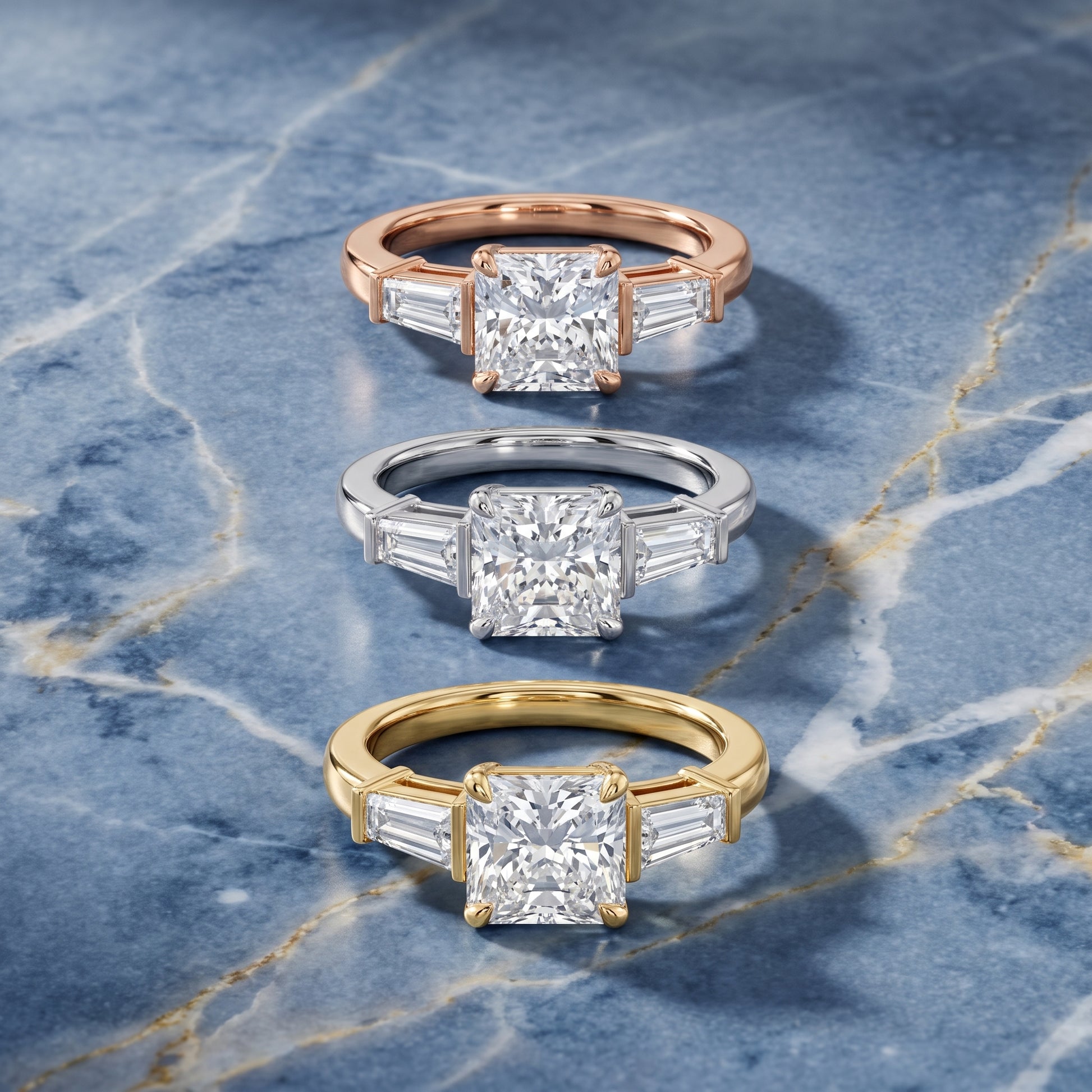 Zelda Tapered Baguette Radiant Diamond Engagement Ring in Silver - 3rings.jpg