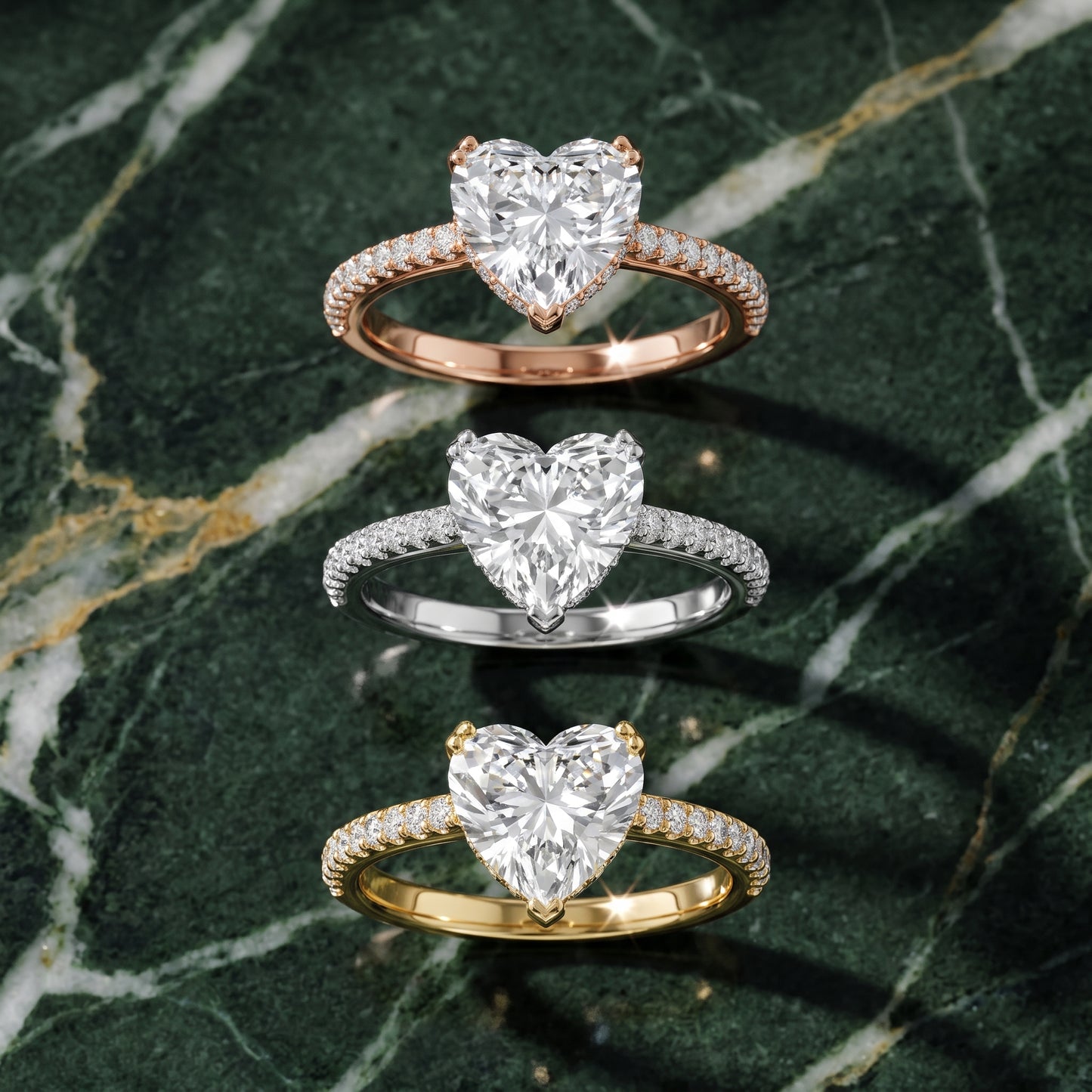 Violet Hidden Halo Pavé Heart Diamond Ring in Yellow Gold - 3rings.jpg