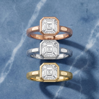Jolie Bezel Solitaire Asscher Diamond Engagement Ring in Yellow Gold - 3rings.jpg