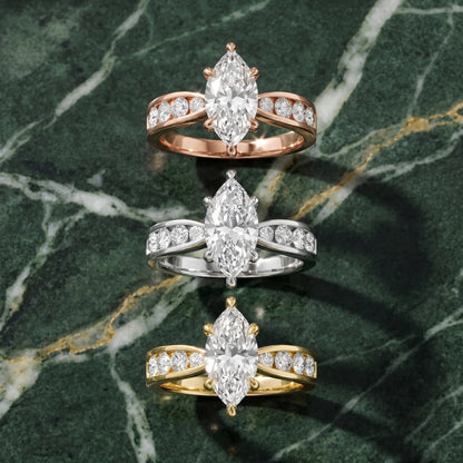 Noor Channel Set Sidestone Marquise Diamond Engagement Ring in Rose Gold - 3rings.jpg