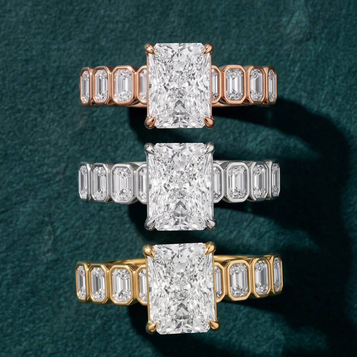 Newport Step-Cut Bezel Radiant Diamond Engagement Ring in Silver - 3rings.jpg