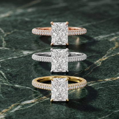 Elisa Hidden Halo Pavé Radiant Diamond Engagement Ring in Platinum - 3rings.jpg