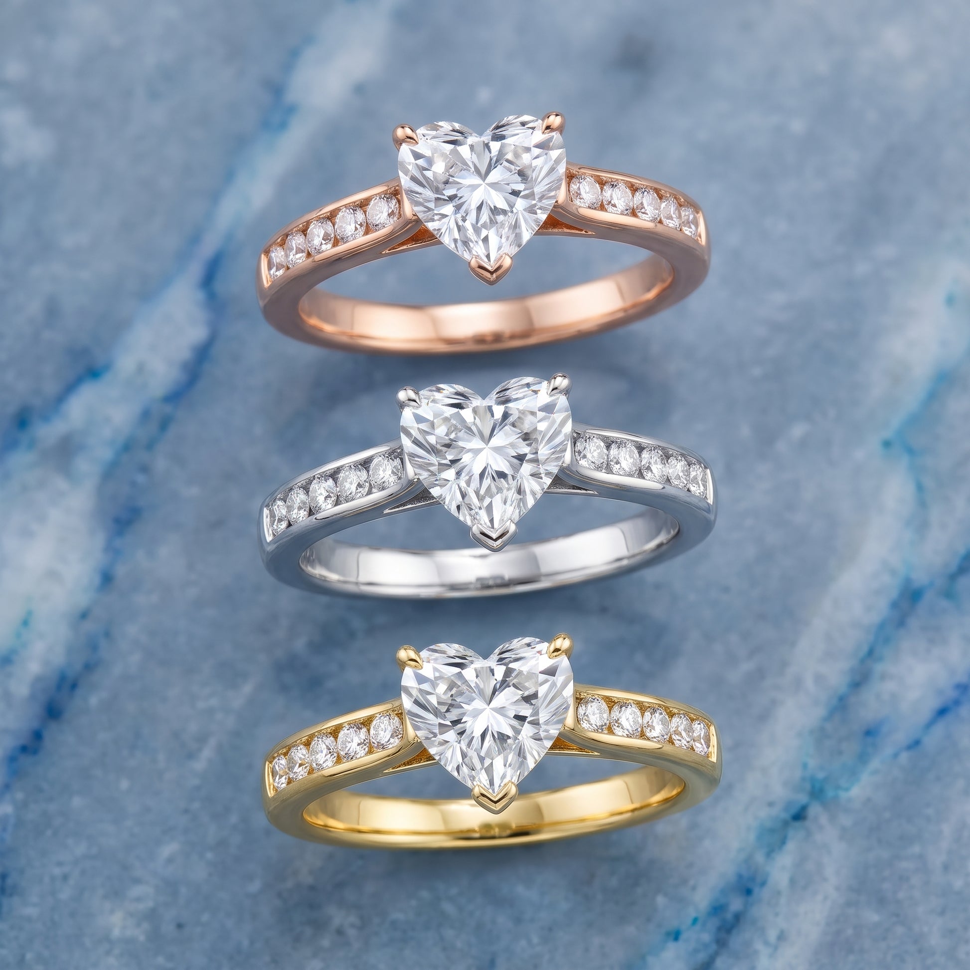 Noor Channel Set Sidestone Heart Diamond Engagement Ring in Silver - 3rings.jpg