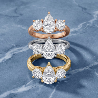 Callie Three-Stone Trellis Pear Diamond Engagement Ring in Yellow Gold - 3rings.jpg