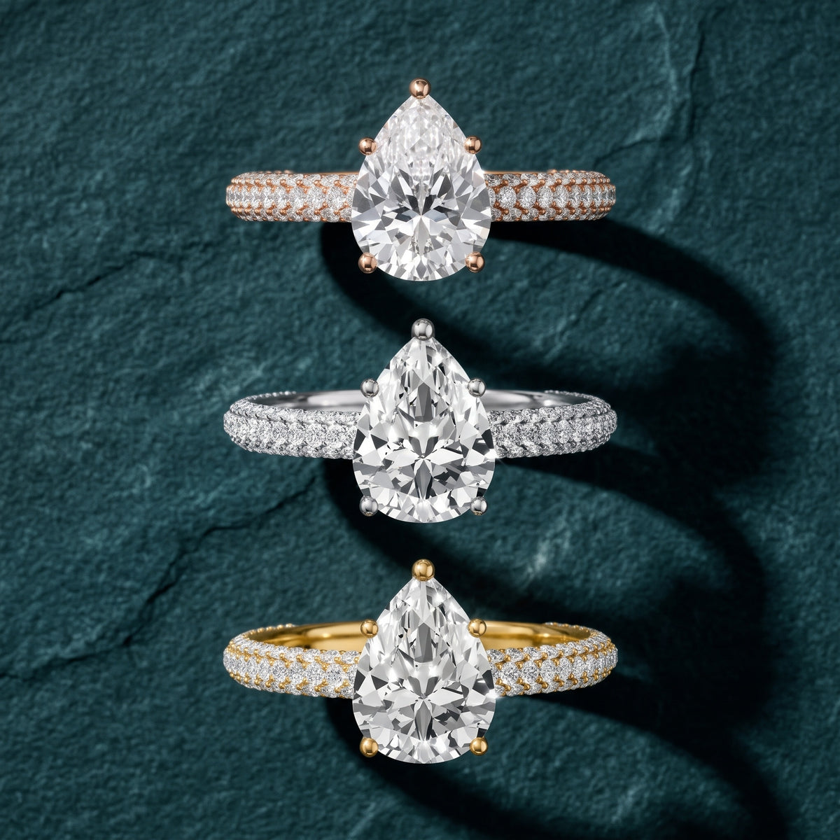 Thalia Micropavé Pear Diamond Engagement Ring in Rose Gold - 3rings.jpg
