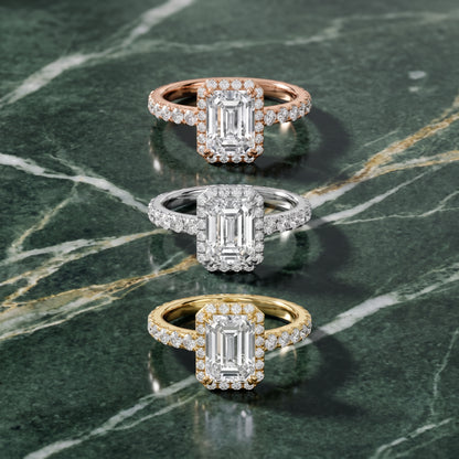 Chloe Halo Pavé Emerald Diamond Ring in Platinum - 3rings.jpg