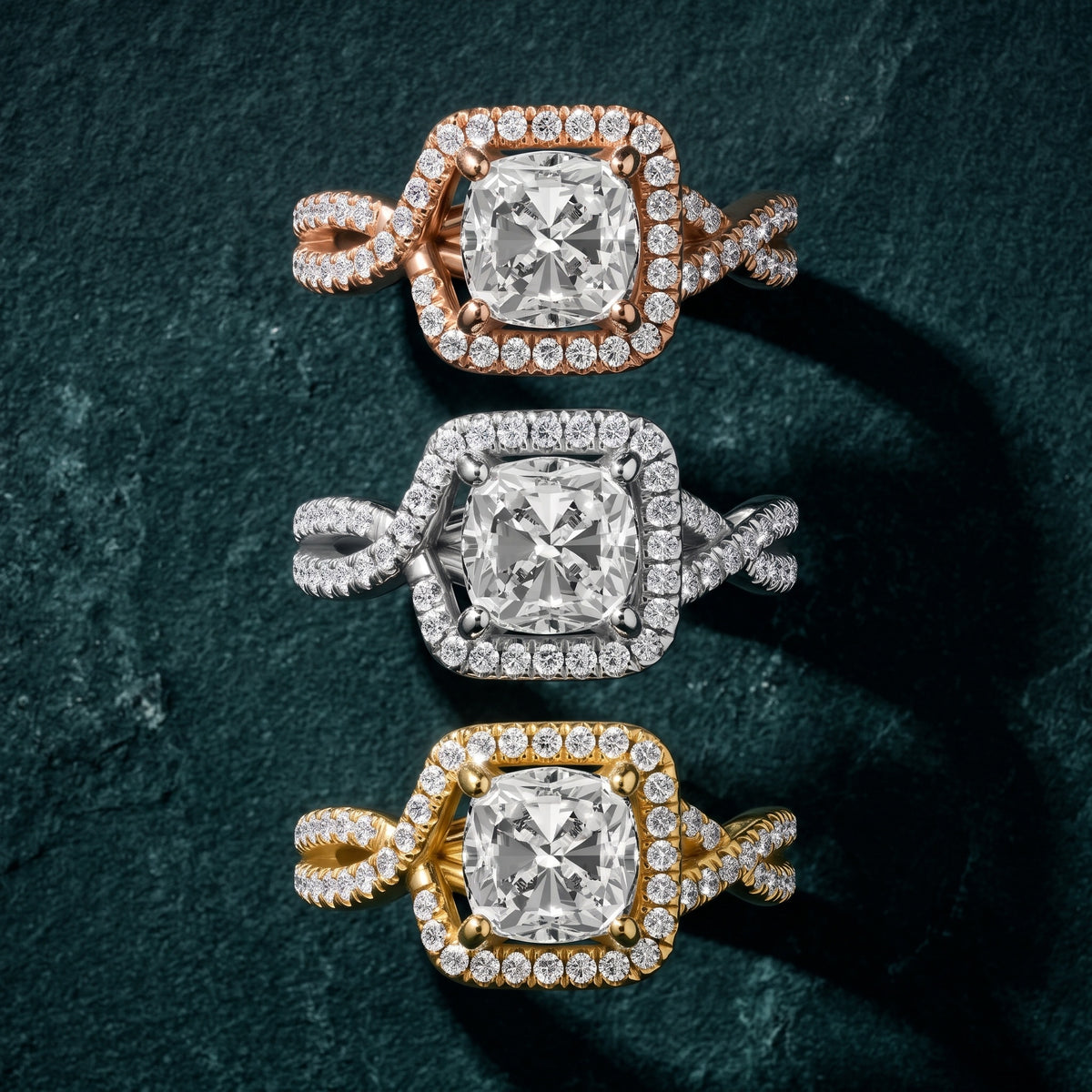 Selma Twist Halo Cushion Diamond Engagement Ring in Yellow Gold - 3rings.jpg
