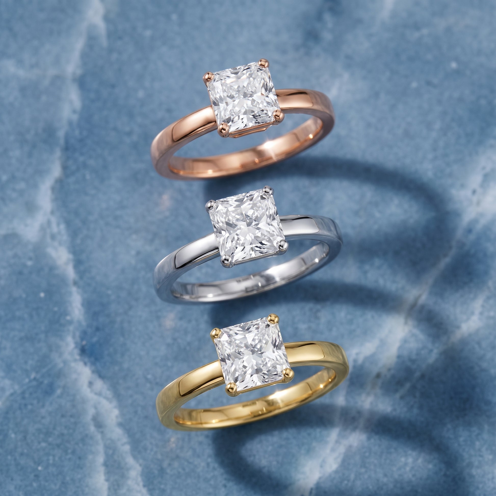 Delia Solitaire Radiant Diamond Engagement Ring in Rose Gold - 3rings.jpg